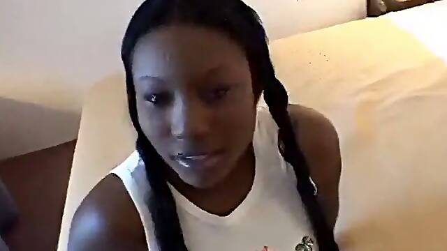 Sexy teen with an amazing ebony arse gets thick facial cumshot in black teen movie