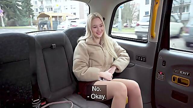 Blonde Russian Bombshell Fucks In The Backseat To Pay For Taxi