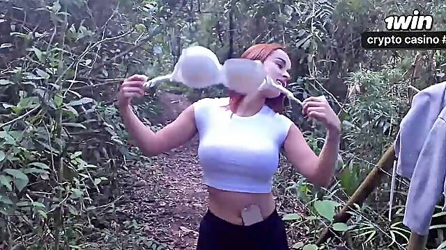 My hottest stepsister likes providing oral jobs in the mountains! She loves my cum! Abella Olsen - hottest porno ever!