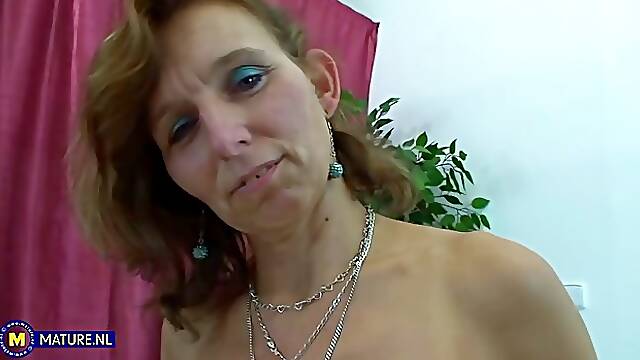 Mature housewife in black stockings Lambada gets her unshaved pussy fucked