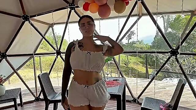 Lucky Waiter Fucks My Tight Wet Pussy Until He Cums Inside Me in Exclusive Glampin