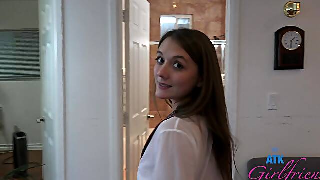 Cute girl Mira Monroe gets her shaved cunt pounded by a stranger