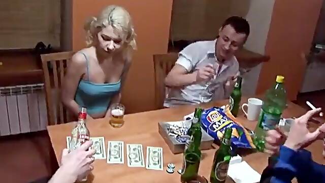 Group of horny people decides to surprise cute blonde with hard group sex