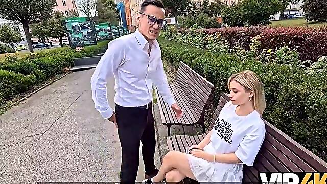 VIP4K. Stranger has a surprise for a pair. Hawt sex with Lily Blossom