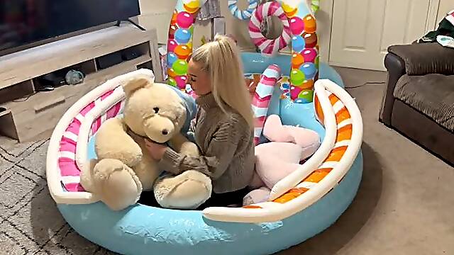 Teddy and pool crushed and destroyed