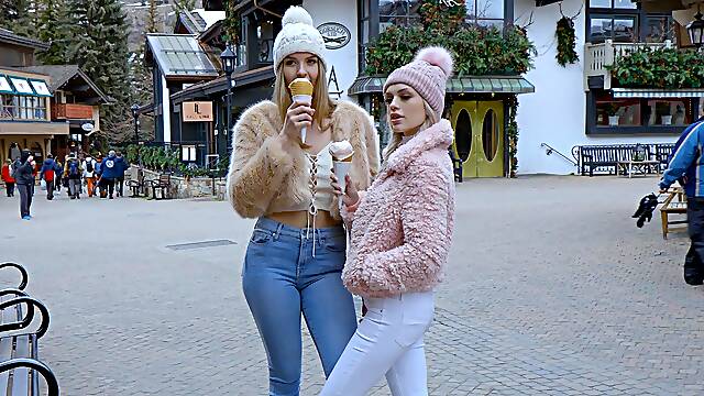 Two beautiful blondes, Alex Grey and Mia Melano, enjoy a passionate lesbian encounter.