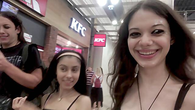 Double cum walk at the mall after a huge double facial!!
