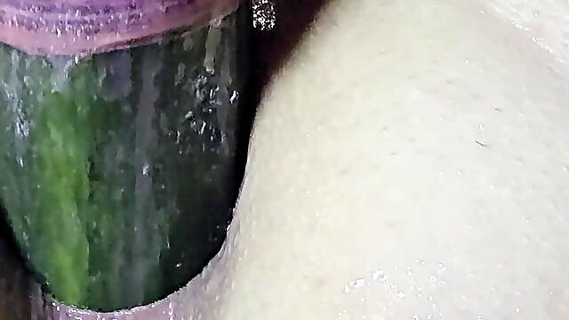 Sexy MILF's Asshole Is Stretched with a Nice Cucumber