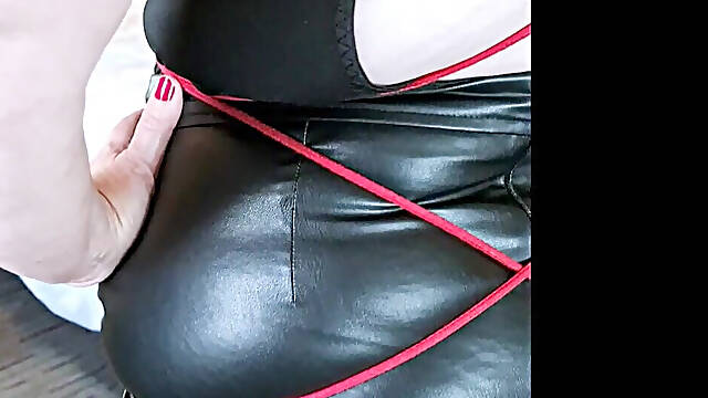 Leather and Red Rope - Kinky BBW Swinger Hotwife Getting Ready for Meet